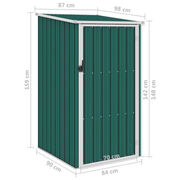 vidaXL Αποθήκη Κήπου Πράσινη 87 x 98 x 159 εκ. από Γαλβανισμένο Ατσάλι