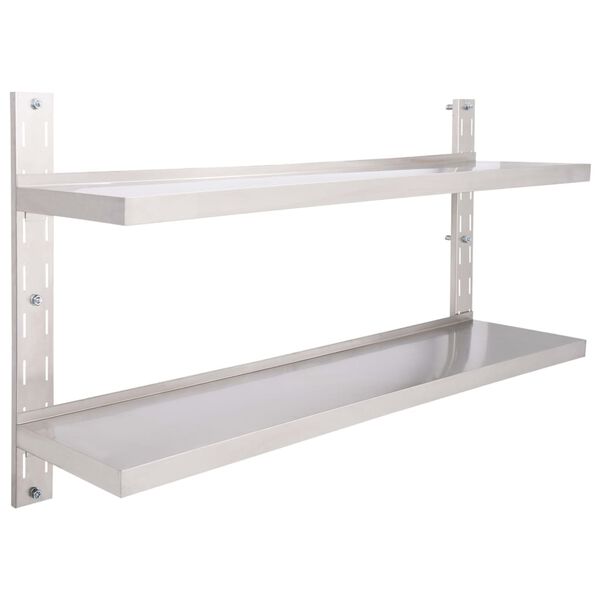 vidaXL Ράφι Τοίχου 2 Επιπέδων 150 x 30 εκ. από Ανοξείδωτο Ατσάλι