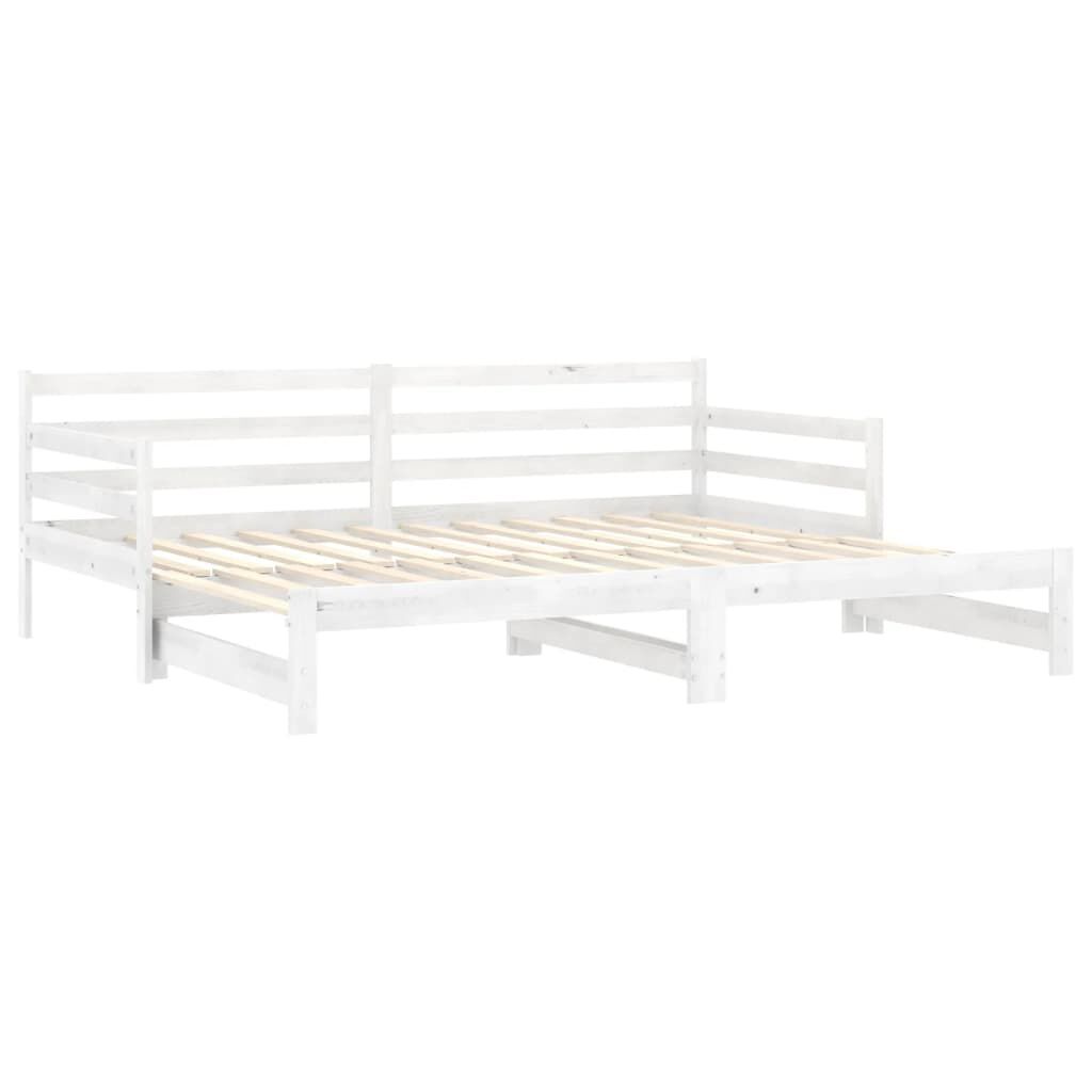 vidaXL Καναπές Κρεβάτι Λευκός 2 x (90 x 200) εκ. από Μασίφ Ξύλο Πεύκου