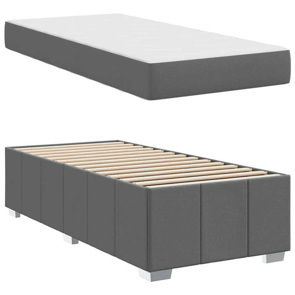 vidaXL Σκελετός Κρεβατιού Σκούρο γκρι 90 x 200 cm ύφασμα