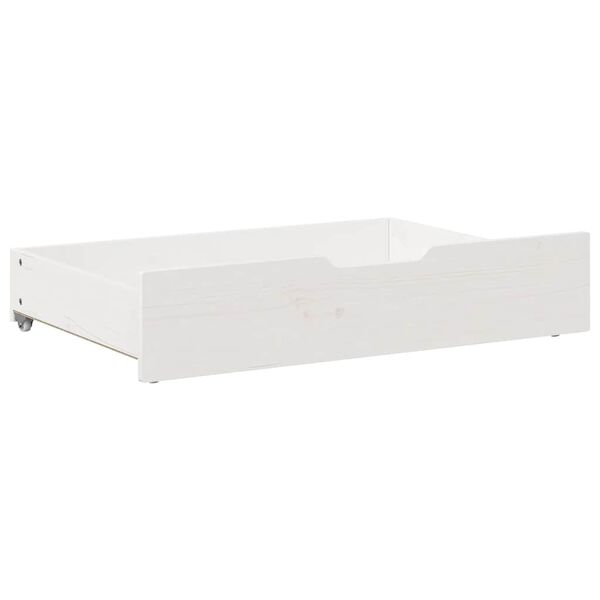 vidaXL Συρτάρια Κρεβατιού 2 τεμ Λευκό 85x55x17 εκ. Μασίφ Ξύλο Πεύκου