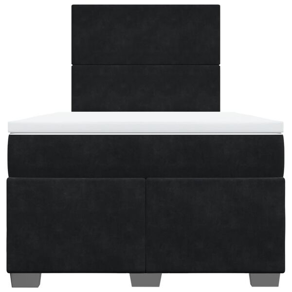 vidaXL Κρεβάτι Boxspring με Στρώμα Μαύρο 120 x 200 εκ. Βελούδινο