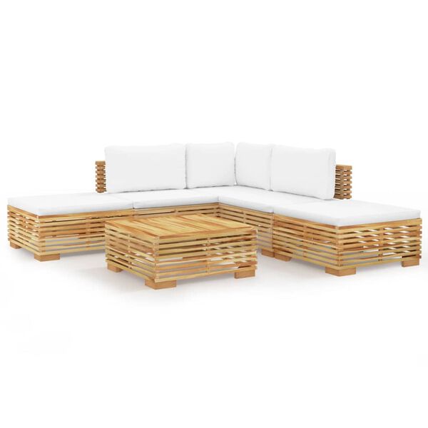 vidaXL Σαλόνι Κήπου Σετ 6 Τεμαχίων από Μασίφ Ξύλο Teak με Μαξιλάρια