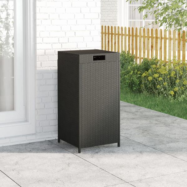 vidaXL Κάδος Απορριμάτων Μαύρος 40 x 40 x 80 εκ. από Συνθετικό Ρατάν