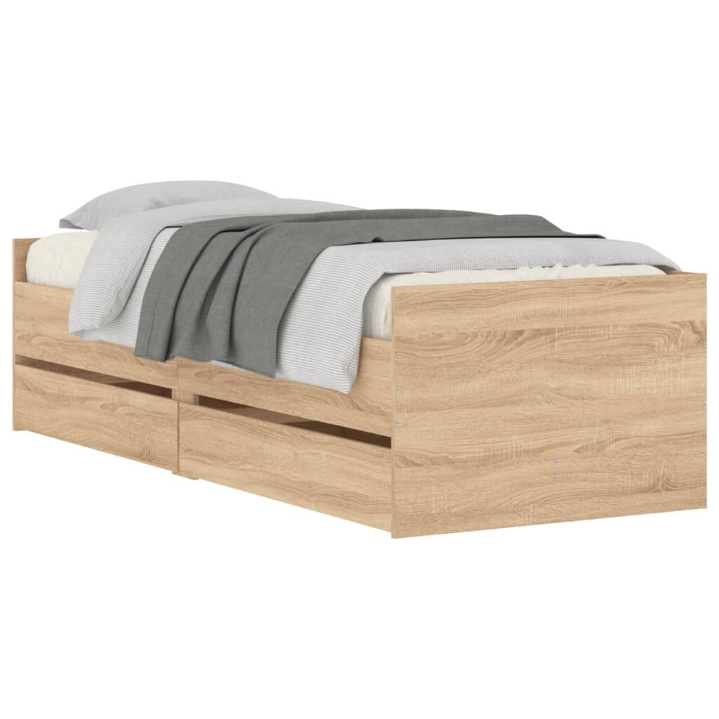 vidaXL Πλαίσιο Κρεβατιού με Συρτάρια Sonoma δρυς 100x200 εκ.