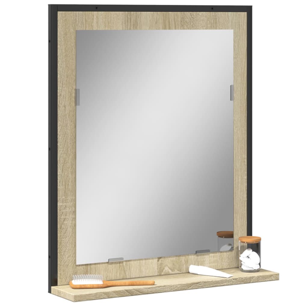 vidaXL Καθρέφτης Μπάνιου με Ράφι Sonoma Δρυς 50x12x60 εκ. Επεξ. Ξύλο