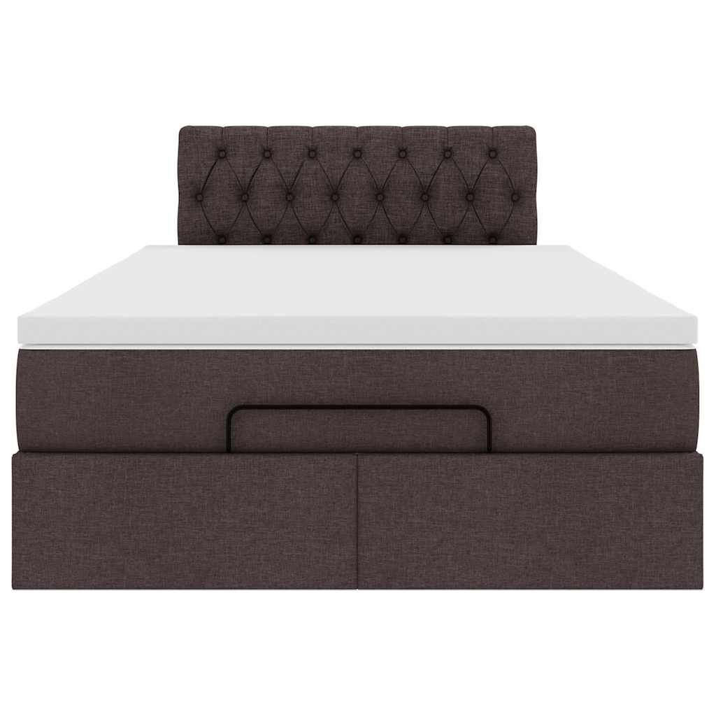 vidaXL Ottoman Κρεβάτι με Στρώμα Σκούρο Καφέ 120x200cm Ύφασμα