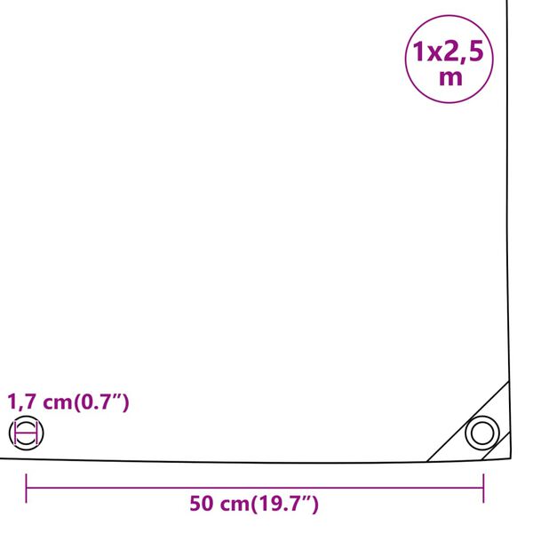 vidaXL Μουσαμάς Λευκός 1 x 2,5 μ. 650 γρ./μ²