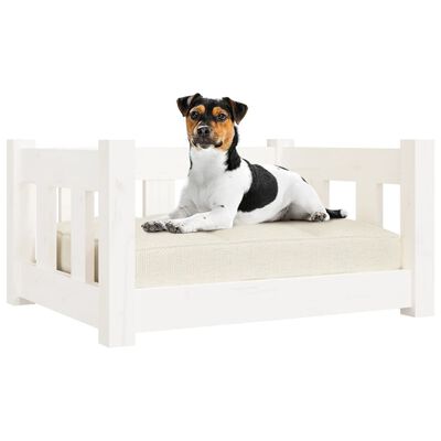 vidaXL Κρεβάτι Σκύλου Λευκό 55,5 x 45,5 x 28 εκ. από Μασίφ Ξύλο Πεύκου