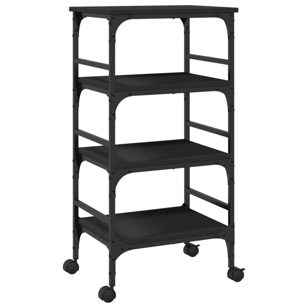 vidaXL Τρόλεϊ Κουζίνας Μαύρο 45x35x89,5 εκ. από Επεξεργασμένο Ξύλο