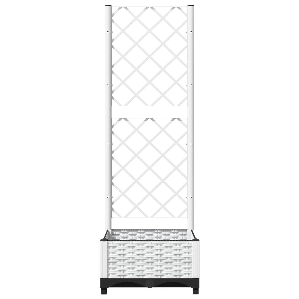 vidaXL Ζαρντινιέρα Κήπου με Καφασωτό Λευκή 40x40x121,5 εκ. Πολυπροπ.