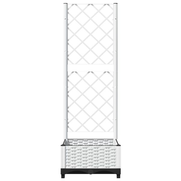 vidaXL Ζαρντινιέρα Κήπου με Καφασωτό Λευκή 40x40x121,5 εκ. Πολυπροπ.