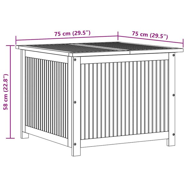 vidaXL Μπαούλο Αποθήκευσης Κήπου 75x75x58 κ. από Μασίφ Ξύλο Ακακίας