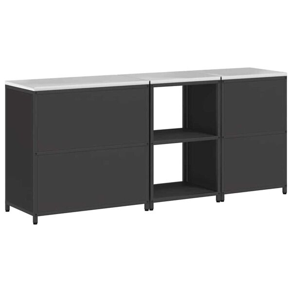 vidaXL Σετ Αποθήκευσης Κουζίνας με ράφι 3 pcs Μαύρο 210 x 50 x 92 εκ