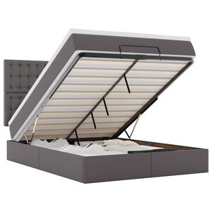 vidaXL &Omicron;&theta;&omega;&mu;&alpha;&nu;&iota;&kappa;ό &kappa;&rho;&epsilon;&beta;ά&tau;&iota; &mu;&epsilon; &sigma;&tau;&rho;ώ&mu;&alpha; & LEDs Grey 140x200cm Faux Leather