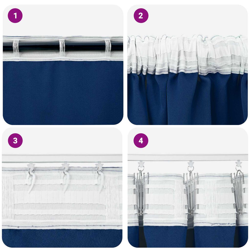 vidaXL Κουρτίνες 2 pcs Σκούρο Μπλε 225 x 140 εκ. Πολυεστέρας