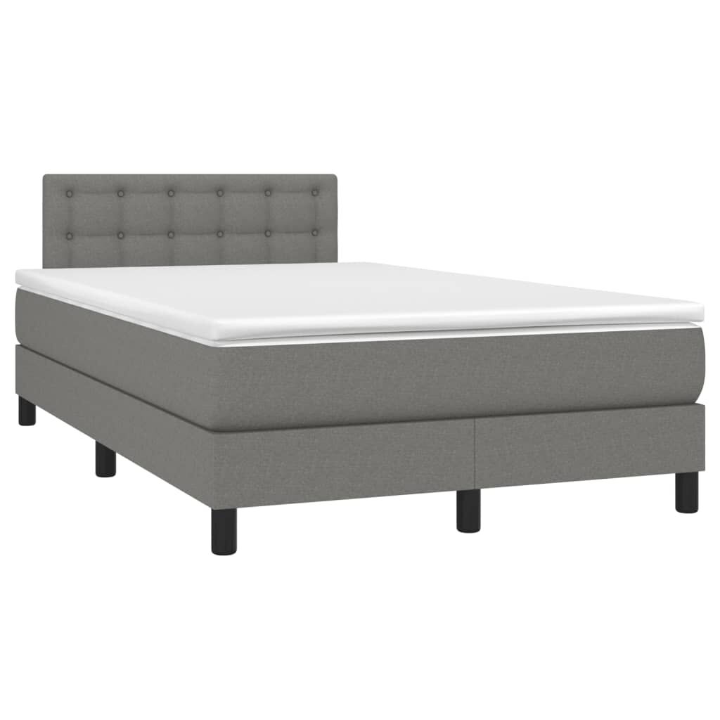 vidaXL Κρεβάτι Boxspring με Στρώμα & LED Σκ.Γκρι 120x190εκ. Υφασμάτινο