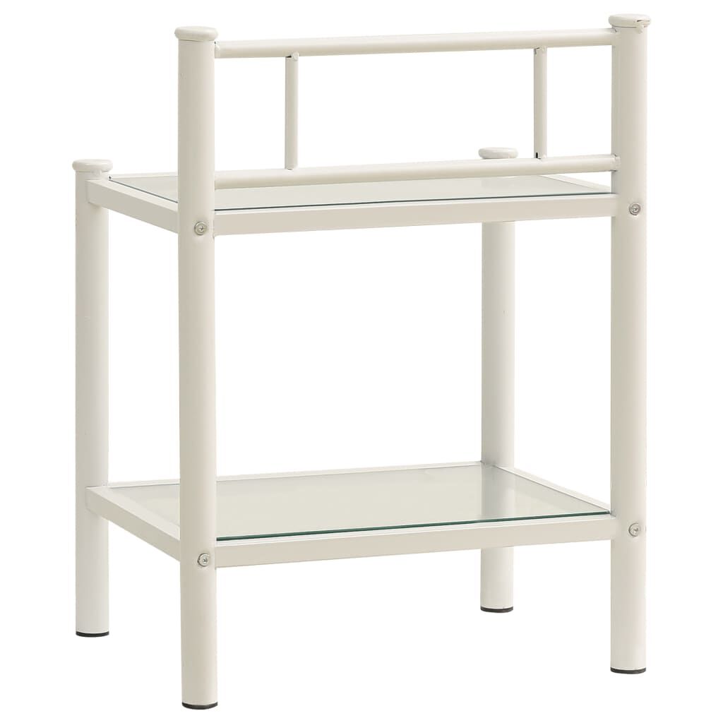 vidaXL Κομοδίνο Λευκό και Διαφανές 45x34,5x60,5εκ. από Μέταλλο & Γυαλί