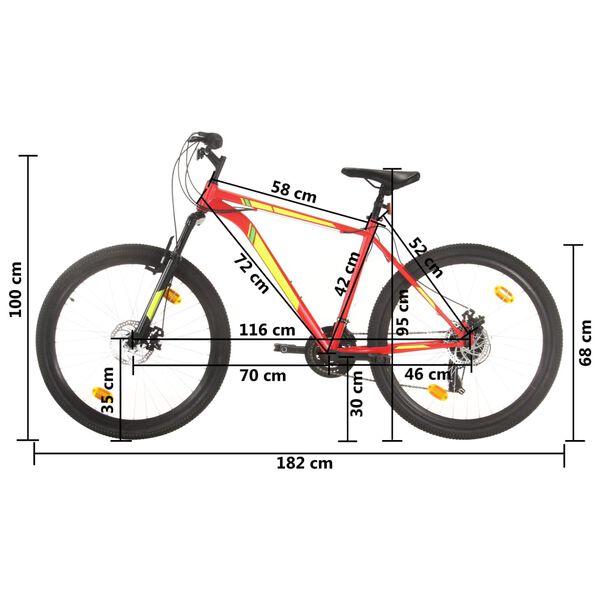 vidaXL Ποδήλατο Mountain 27,5'' Κόκκινο με 21 Ταχύτητες 42 εκ.