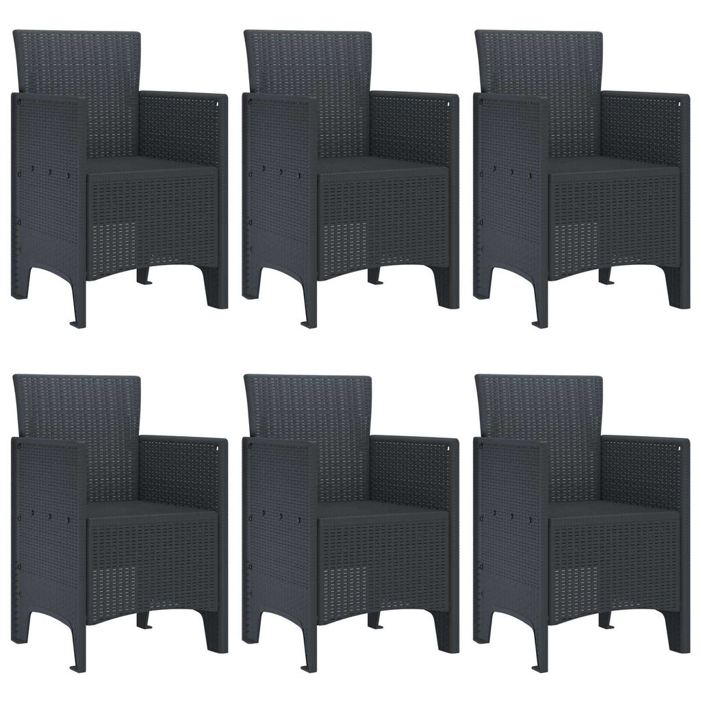 vidaXL Σετ Τραπεζαρίας Κήπου 7 pcs Ανθρακί PE Ρατάν