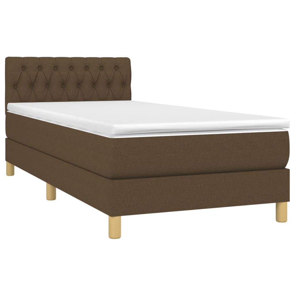 vidaXL Κρεβάτι Boxspring με Στρώμα Σκούρο Καφέ 80x200 εκ. Υφασμάτινο
