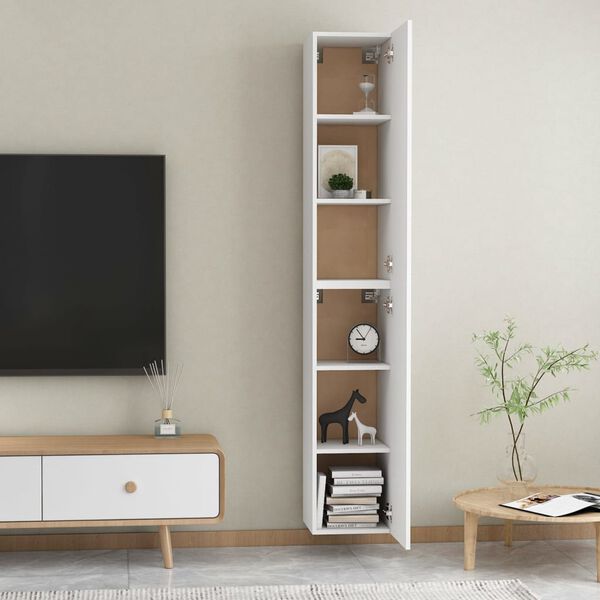 vidaXL Έπιπλα Τηλεόρασης 2 τεμ. Λευκά 30,5x30x90 εκ. από Επεξ. Ξύλο