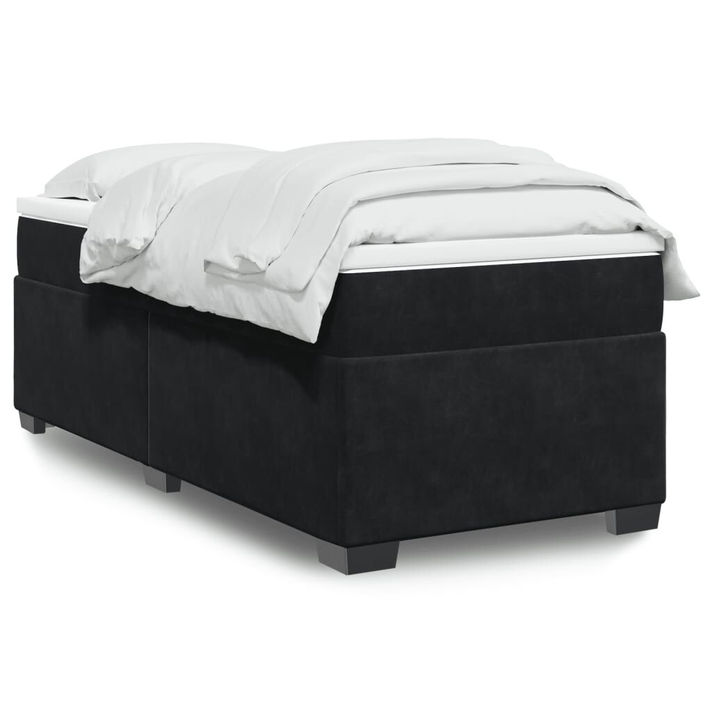 vidaXL Κρεβάτι Boxspring με Στρώμα Μαύρο 90x200 εκ. Βελούδινο