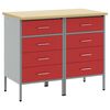 vidaXL Ντουλάπα Εργασίας 2 pcs Κόκκινο και Γκρίζο 100 x 55 x 85 εκ.