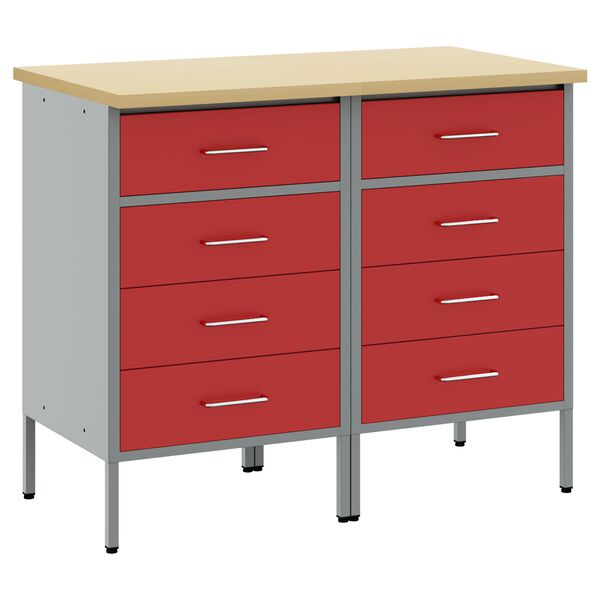 vidaXL Ντουλάπα Εργασίας 2 pcs Κόκκινο και Γκρίζο 100 x 55 x 85 εκ.