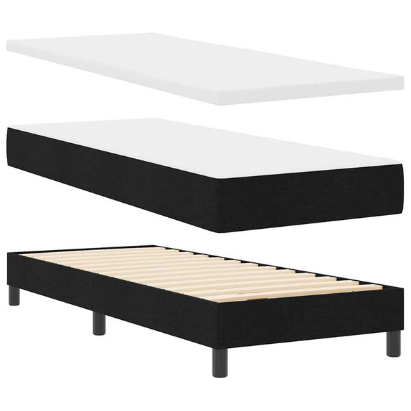 vidaXL Κρεβάτι με ελατήρια με στρώμα Μαύρο 80 x 200 cm ύφασμα