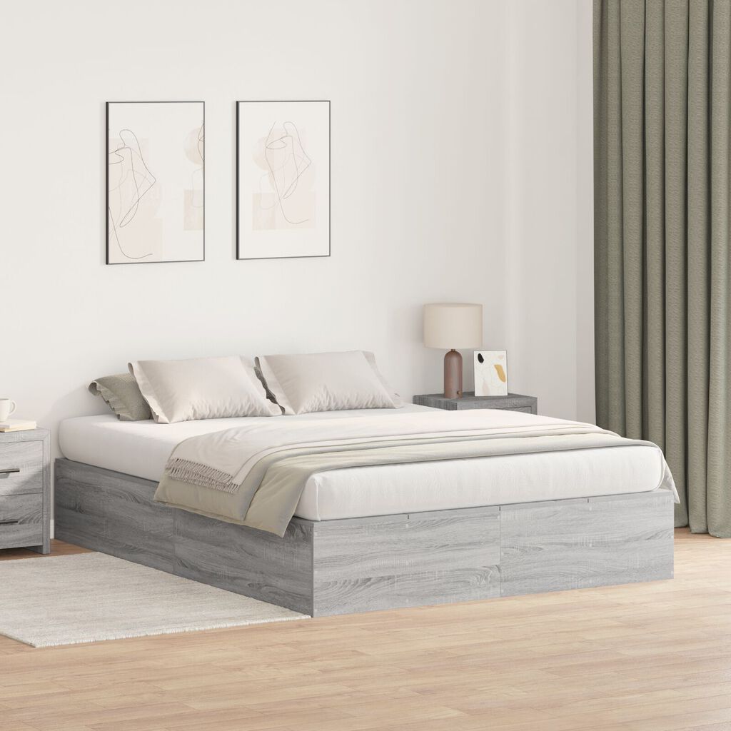 vidaXL Κρεβάτι Αποθήκευσης Γκρι Sonoma 150x200 εκ