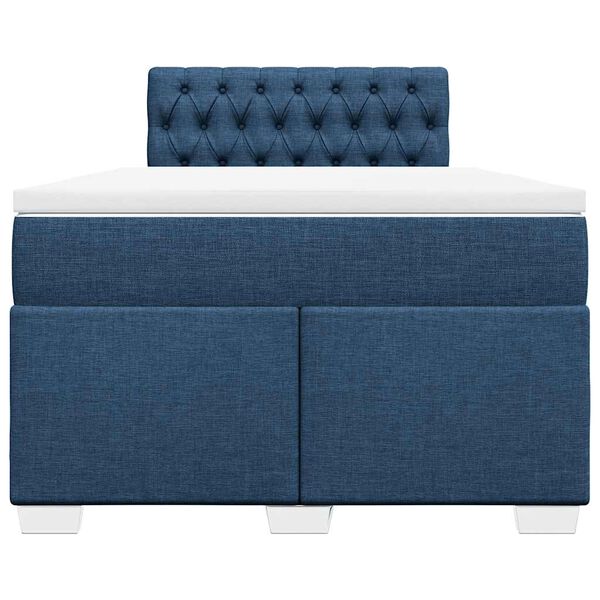 vidaXL Κρεβάτι Boxspring με Στρώμα Μπλε 120x190 εκ. Υφασμάτινο