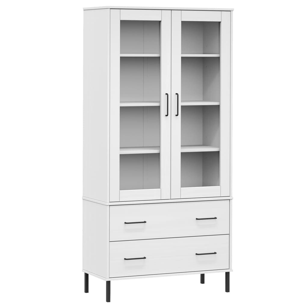 vidaXL Βιβλιοθήκη OSLO Λευκή 85x35x172,5 εκ. Μασίφ Ξύλο με Μετ. Πόδια