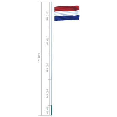 vidaXL Σημαία Ολλανδίας 6,2 μ. με Ιστό Αλουμινίου