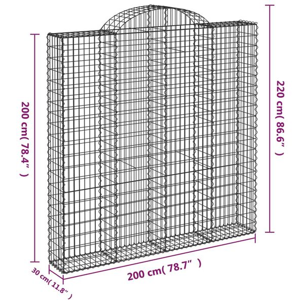 vidaXL Συρματοκιβώτιο Τοξωτό 200x30x200/220εκ. από Γαλβανισμένο Χάλυβα