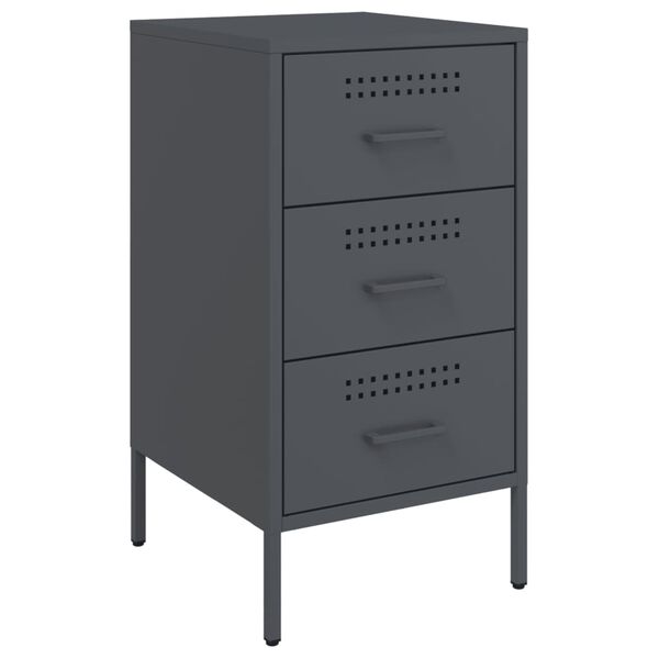 vidaXL Κομοδίνο Ανθρακί 36x39x68 εκ. από Χάλυβα