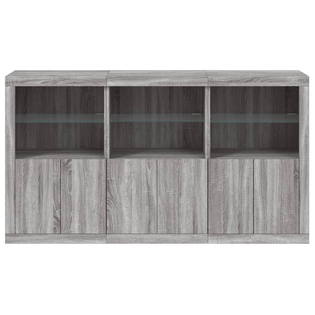 vidaXL Μπουφές με Φώτα LED Γκρι Sonoma 181,5 x 37 x 100 εκ.