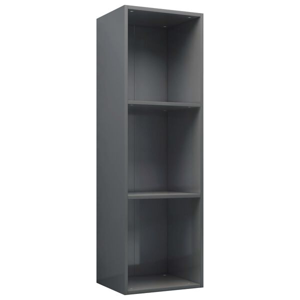 vidaXL Βιβλιοθήκη/Έπιπλο TV Γυαλιστερό Γκρι 36x30x114 εκ. Επεξ. Ξύλο