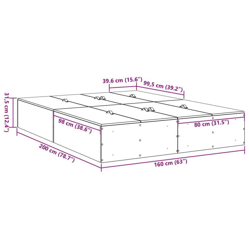vidaXL Κρεβάτι αποθήκευσης Λευκό 160x200 εκ