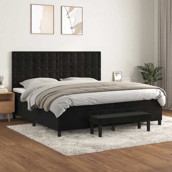 vidaXL &Kappa;&rho;&epsilon;&beta;ά&tau;&iota; Boxspring &mu;&epsilon; &Sigma;&tau;&rho;ώ&mu;&alpha; &Mu;&alpha;ύ&rho;&omicron; 200x200 &epsilon;&kappa;. &Beta;&epsilon;&lambda;&omicron;ύ&delta;&iota;&nu;&omicron;