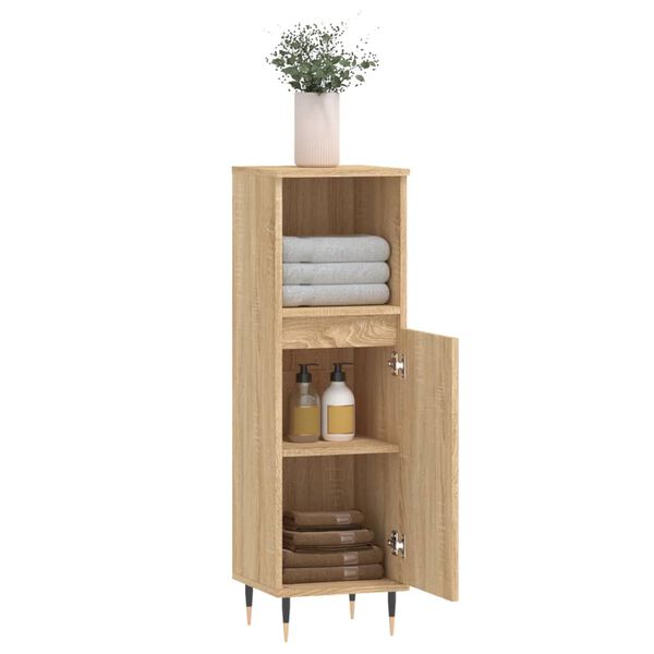 vidaXL Ντουλάπι Μπάνιου Sonoma Δρυς 30x30x100 εκ. Επεξεργασμένο Ξύλο