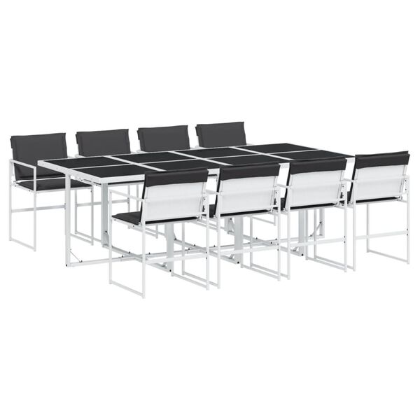 vidaXL &Sigma;&epsilon;&tau; &Tau;&rho;&alpha;&pi;&epsilon;&zeta;&alpha;&rho;ί&alpha;&sigmaf; &Kappa;ή&pi;&omicron;&upsilon; 9 &tau;&epsilon;&mu;. &Lambda;&epsilon;&upsilon;&kappa;ό&sigmaf; &alpha;&pi;ό Textilene &mu;&epsilon; &Mu;&alpha;&xi;&iota;&lambda;ά&rho;&iota;&alpha;