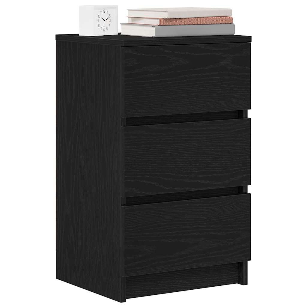 vidaXL Κομοδίνα με 3 συρτάρια 2 τεμάχια Μαύρο 39x35x65 εκ.