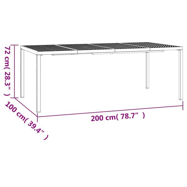 vidaXL Τραπέζι Κήπου Ανθρακί 200x100x72 εκ. Ατσάλινο