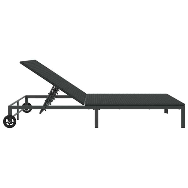vidaXL Ήλιο-κρεβάτι 2-πρόσωπο Μαύρο 115 x 206 x 75εκ συνθετικό ρατάν
