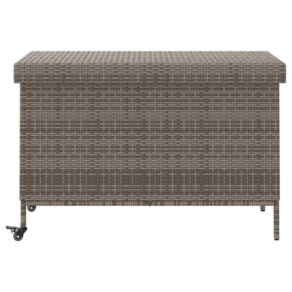 vidaXL Κουτί Αποθήκευσης Κήπου με Ρόδες 110x55x73 εκ. Συνθετικό Ρατάν