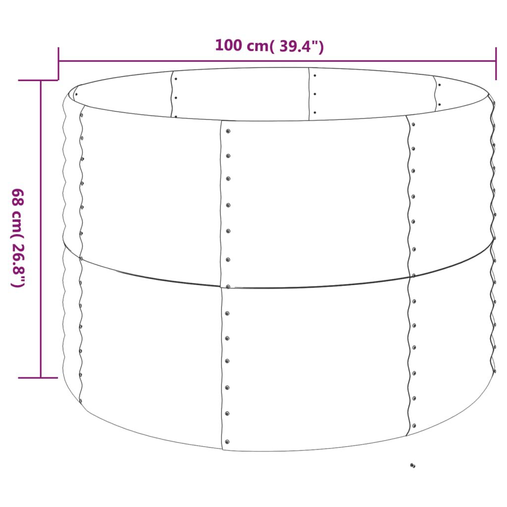 vidaXL Ζαρντινιέρα Γκρι 100x100x68 εκ. Ατσάλι με Ηλεκτρ. Βαφή Πούδρας