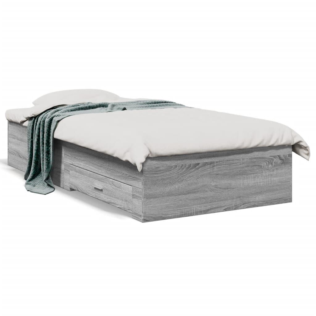 vidaXL Πλαίσιο Κρεβατιού με συρτάρια Γκρι sonoma 90x200εκ. Επεξ. Ξύλο