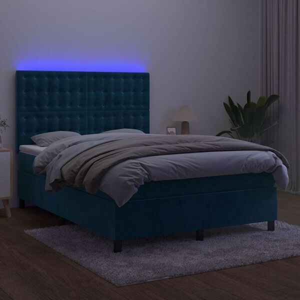 vidaXL &Kappa;&rho;&epsilon;&beta;ά&tau;&iota; Boxspring &mu;&epsilon; &Sigma;&tau;&rho;ώ&mu;&alpha; & LED &Sigma;&kappa;. &Mu;&pi;&lambda;&epsilon; 140x200&epsilon;&kappa;. &Beta;&epsilon;&lambda;&omicron;ύ&delta;&iota;&nu;&omicron;