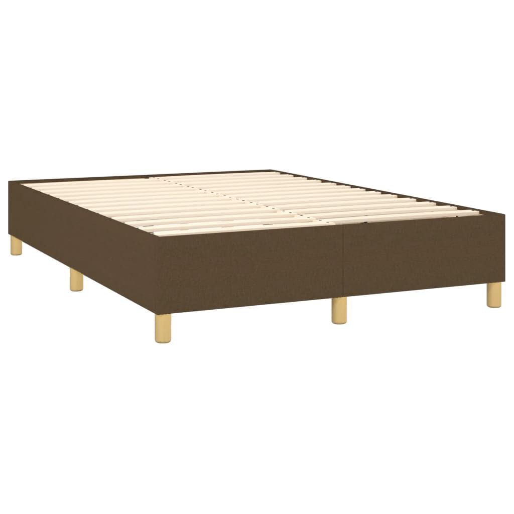 vidaXL Κρεβάτι Boxspring με Στρώμα & LED Σκ.Καφέ 140x200 εκ Υφασμάτινο
